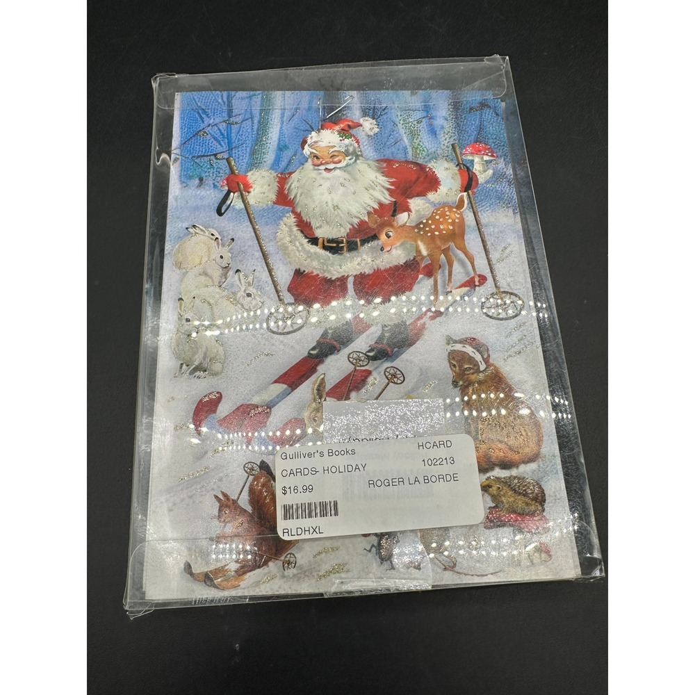 Roger La Borde Skiing Santa Woodland Animals Boxed Holiday Cards 10 Count RLDHXL